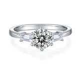1.0 Carat Round Cut Moissanite Engagement Ring